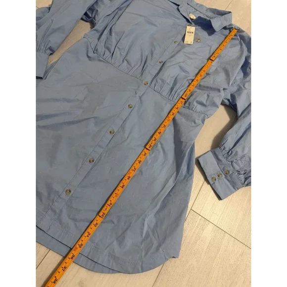 NWT Anthropologie Maeve Poplin Mini Shirt Dress Sz XL Sky Blue Long Sleeve $148 - Picture 12 of 15